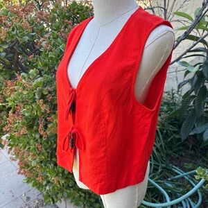 Marc Jacobs Orange Linen Tie-Front Vest